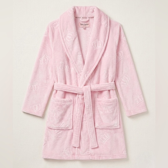 Juicy Couture Other - Juicy Couture Light Pink Plush Embossed Crown Robe